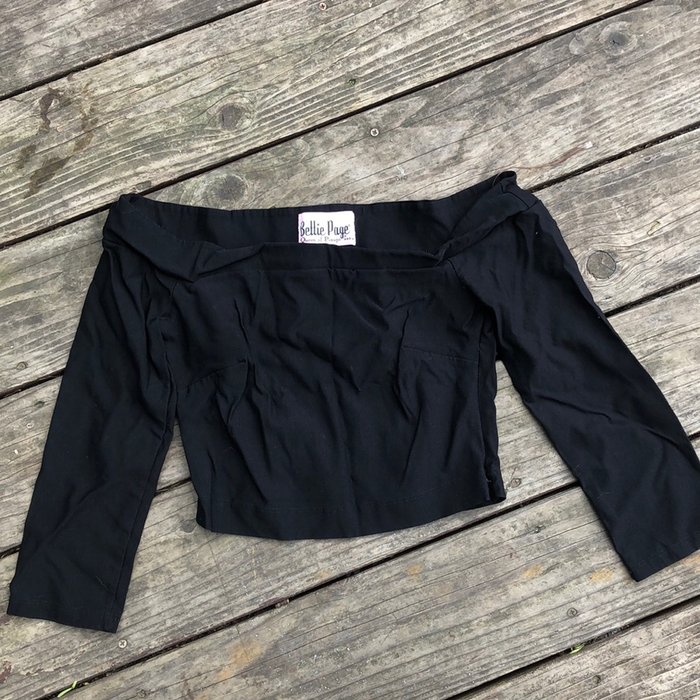 Bettie Page Black Off-Shoulder Women's Top